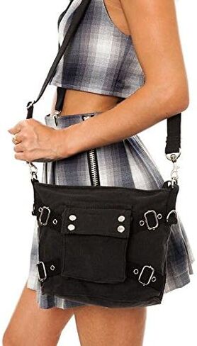 Army Universe Mini Biker Gothic Shoulder Purse Bag with Strap | Cool Look Feel & Design Black Shoulder Bag Great work & everyday bag! in Saudi Arabia