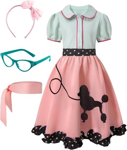 Little Girls 1950s Costume Poodle Skirt Halloween Party Dress Up in Kuwait