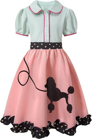 Little Girls 1950s Costume Poodle Skirt Halloween Party Dress Up in Kuwait