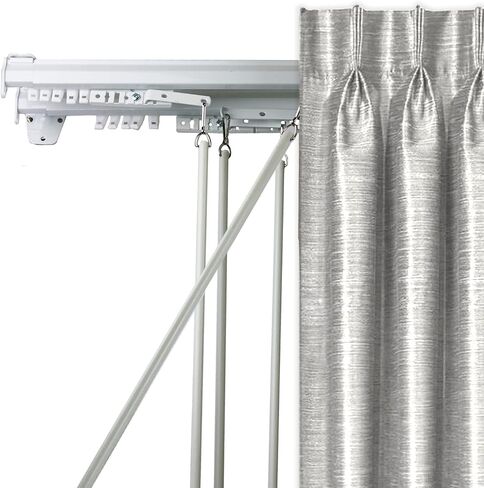 Adjustable Baton Draw Double Traverse Curtain Rod White/120-170 in Saudi Arabia
