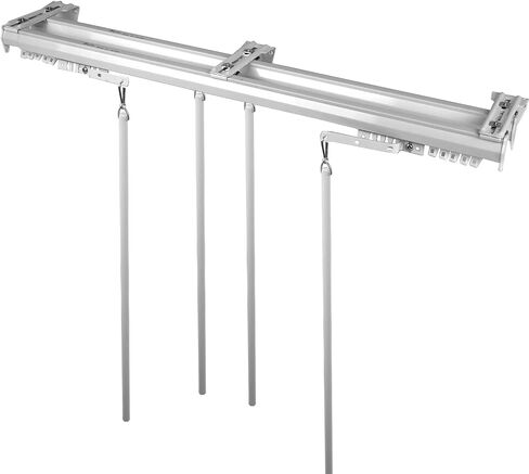 Adjustable Baton Draw Double Traverse Curtain Rod White/120-170 in Saudi Arabia