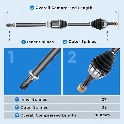 Front Right Passenger Side CV Axle Half-Shaft Assembly for 2013-2018 Nissan Altima 2.5L Sedan w/CVT Trans. in Saudi Arabia