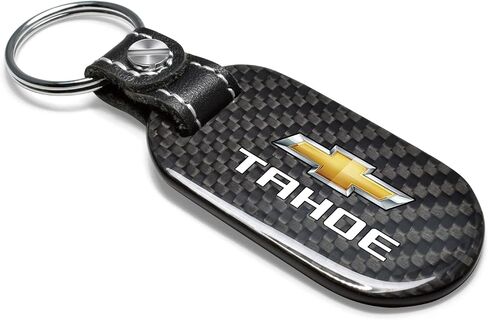 iPick Image for Chevrolet Tahoe Real Black Carbon Fiber Tag Style Key Chain Keychain, Official Licensed in Saudi Arabia