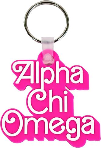 Sorority Shop Alpha Chi Omega Keychain - Retro Dolly Sorority Name Design in Saudi Arabia