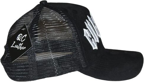 Faux Suede Leather Trucker Hat - Adjustable Mesh-Back Baseball Cap for Men & Women in Saudi Arabia