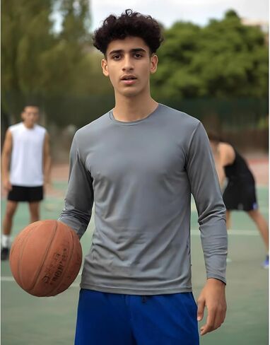 5 Pack 100% Polyester Long Sleeve Shirts for Men - Quick Dry Moisture Wicking in Saudi Arabia