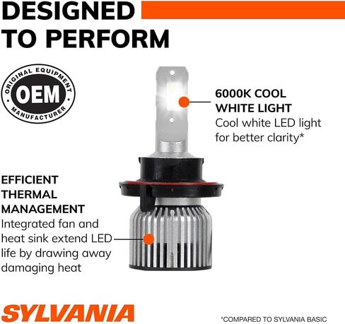 SYLVANIA H13 LED - Fog Lights For Cars and Trucks - Headlight Bulbs for Off Road Powersports - 6000k Cool White LED Light - Long-Lasting Bulbs - No Polarity - DIY Upgrade in Saudi Arabia