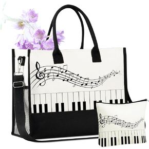 InnoBeta Piano Gifts Canvas Tote Bag for Women, Important Piano Stuff Bag, Pianist Gifts for Teacher Appreciation Day, Birthday, Thanksgiving, Christmas in Saudi Arabia