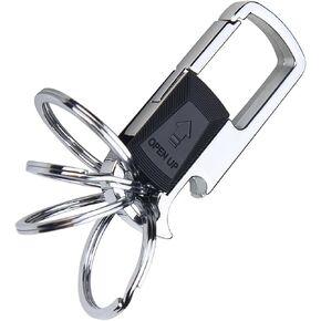 Keychain with 4 Key Rings & Bottle Opener - Multifunction Heavy Duty Key Chain Ring Clip Holder for Home Car Keys in Kuwait