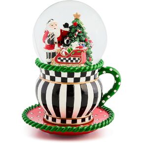 MACKENZIE-CHILDS Christmas Snow Globe and Music Box, Unique Musical Snow Globe Christmas Decoration, Courtly Bear in Kuwait