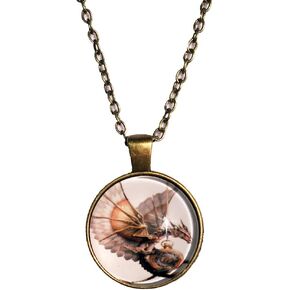 Steampunk Dragon Glass Pendant and 16 Inch Alloy Chain Necklace Bronze in Saudi Arabia