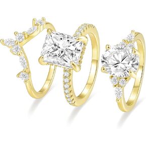 3ct Marquise Womens Wedding Rings Sets 14k Gold Plated 4ct Radiant Pear Oval Cut Engagement Promise Stackable Ring 5A Cubic Zirconia Size 4-10 in Saudi Arabia