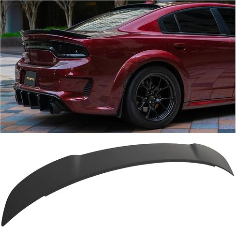 جناح خلفي للسيارة 2015-2024 دودج تشارجر SRT Hellcat SXT RT ScatPack SE GT Daytona، جناح الشاحن الخلفي Hellcat Style Ducktail Wing ABS Matte Black in Kuwait