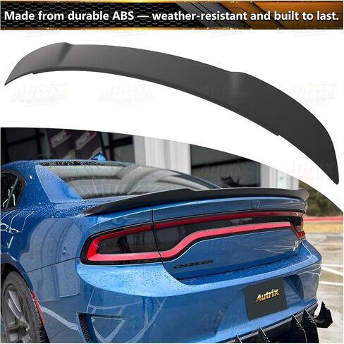 جناح خلفي للسيارة 2015-2024 دودج تشارجر SRT Hellcat SXT RT ScatPack SE GT Daytona، جناح الشاحن الخلفي Hellcat Style Ducktail Wing ABS Matte Black in Kuwait