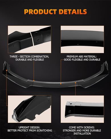 FINDAUTO ABS Car Front Lip Body Kits Fits for 2016-2020 for Honda Civic Glossy Black Front Bumper Lower Lip Splitter Spoiler in Saudi Arabia