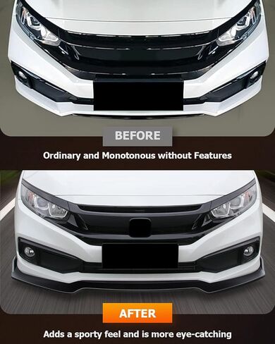 FINDAUTO ABS Car Front Lip Body Kits Fits for 2016-2020 for Honda Civic Glossy Black Front Bumper Lower Lip Splitter Spoiler in Saudi Arabia