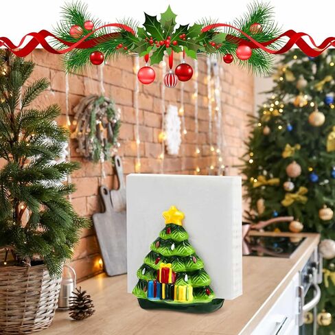 2 حزمة عيد الميلاد منديل حامل شجرة عيد الميلاد تصميم طليق الأنسجة موزع اليد رسمت السيراميك منديل حامل ديكور عطلة منديل حامل لعيد الميلاد الديكور حزب هدية in Kuwait