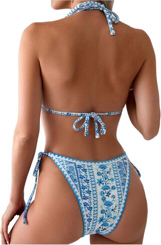 SweatyRocks Women's 2 Piece Sexy Swimsuit Triangle Bikini Sets String Tie Side Bathing Suit in Saudi Arabia