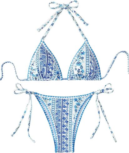 SweatyRocks Women's 2 Piece Sexy Swimsuit Triangle Bikini Sets String Tie Side Bathing Suit in Saudi Arabia
