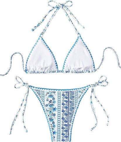 SweatyRocks Women's 2 Piece Sexy Swimsuit Triangle Bikini Sets String Tie Side Bathing Suit in Saudi Arabia