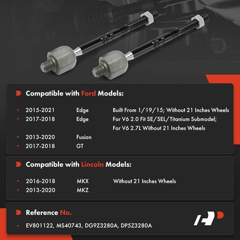 A-Premium 2 x Front Inner Tie Rod Ends, Compatible with Ford Fusion 2013-2020, Edge 2015-2021, GT 2017-2018, Lincoln MKZ 2013-2020, MKX 2016-2018 in Saudi Arabia