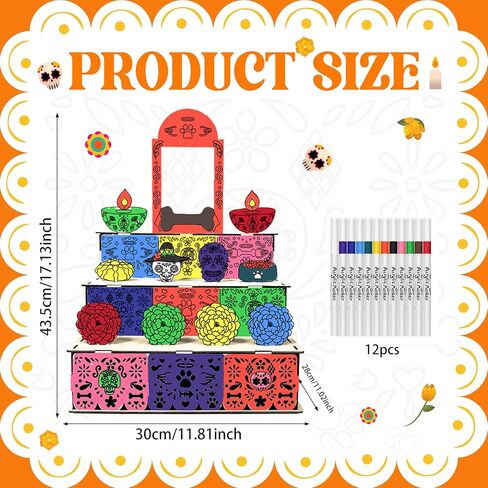 Cinrobiye Day of the Dead Ofrenda Altar Unfinished Dia De Los Muertos Pet Altar Photo Frame with Colored Pens Wooden Dia De Los Muertos Decorations for Dog & Cat Remembrance Memory Shadow Box Supplies in Kuwait