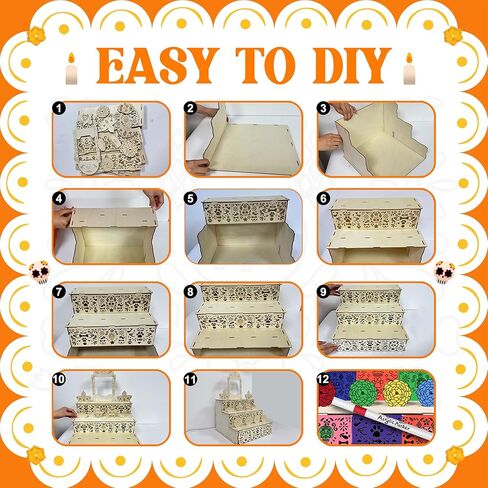 Cinrobiye Day of the Dead Ofrenda Altar Unfinished Dia De Los Muertos Pet Altar Photo Frame with Colored Pens Wooden Dia De Los Muertos Decorations for Dog & Cat Remembrance Memory Shadow Box Supplies in Kuwait