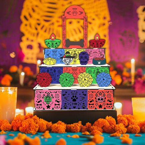 Cinrobiye Day of the Dead Ofrenda Altar Unfinished Dia De Los Muertos Pet Altar Photo Frame with Colored Pens Wooden Dia De Los Muertos Decorations for Dog & Cat Remembrance Memory Shadow Box Supplies in Kuwait