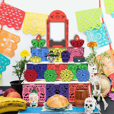 Cinrobiye Day of the Dead Ofrenda Altar Unfinished Dia De Los Muertos Pet Altar Photo Frame with Colored Pens Wooden Dia De Los Muertos Decorations for Dog & Cat Remembrance Memory Shadow Box Supplies in Kuwait