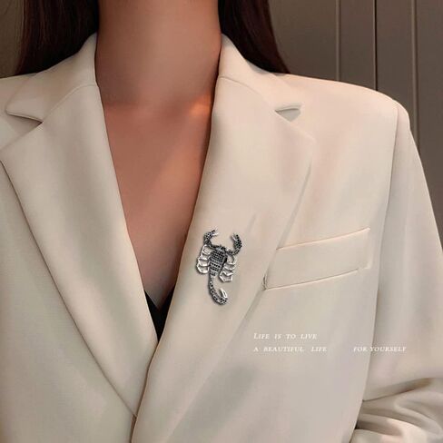 Rhinestone Scorpion Brooch for Women Men Crystal Animal Lapel Pins Suit Clothes Jewelry Accessories Boutonniere for Hat Tie Vintage Art Deco Birthday Xmas Fashion Punk Gift for Boyfriend in Saudi Arabia