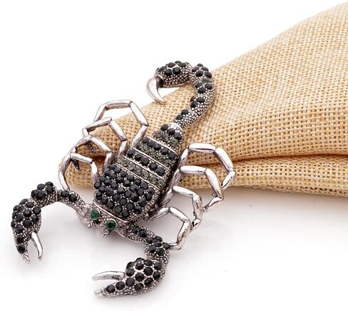 Rhinestone Scorpion Brooch for Women Men Crystal Animal Lapel Pins Suit Clothes Jewelry Accessories Boutonniere for Hat Tie Vintage Art Deco Birthday Xmas Fashion Punk Gift for Boyfriend in Saudi Arabia