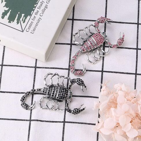 Rhinestone Scorpion Brooch for Women Men Crystal Animal Lapel Pins Suit Clothes Jewelry Accessories Boutonniere for Hat Tie Vintage Art Deco Birthday Xmas Fashion Punk Gift for Boyfriend in Saudi Arabia