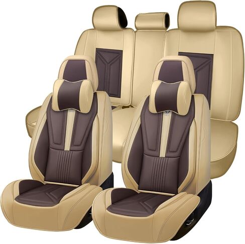 Arazi Custom 5 Full Seat Covers Fit for Nissan Rogue 2014-2025, Full-Coverage Premium Waterproof Nappa Leather Seat Cover（5 Seats Standard, Black&Red） in Saudi Arabia