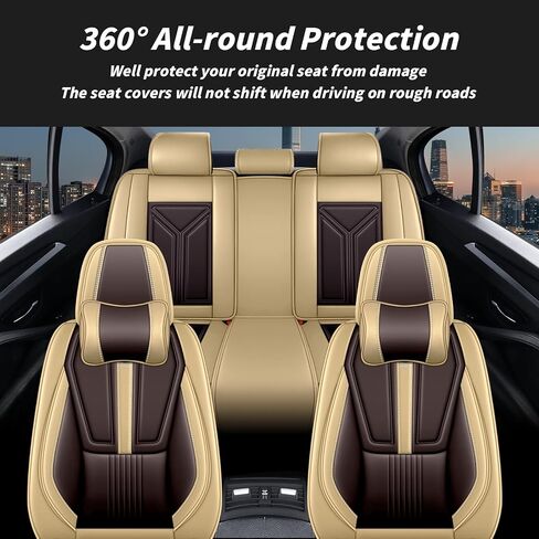 Arazi Custom 5 Full Seat Covers Fit for Nissan Rogue 2014-2025, Full-Coverage Premium Waterproof Nappa Leather Seat Cover（5 Seats Standard, Black&Red） in Saudi Arabia