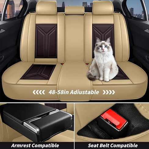 Arazi Custom 5 Full Seat Covers Fit for Nissan Rogue 2014-2025, Full-Coverage Premium Waterproof Nappa Leather Seat Cover（5 Seats Standard, Black&Red） in Saudi Arabia