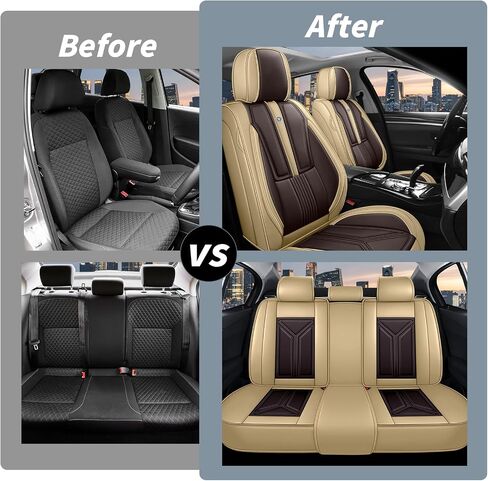 Arazi Custom 5 Full Seat Covers Fit for Nissan Rogue 2014-2025, Full-Coverage Premium Waterproof Nappa Leather Seat Cover（5 Seats Standard, Black&Red） in Saudi Arabia