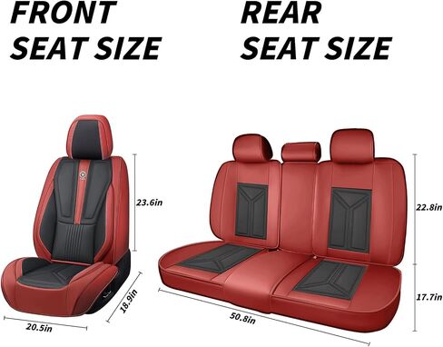 Arazi Custom 5 Full Seat Covers Fit for Nissan Rogue 2014-2025, Full-Coverage Premium Waterproof Nappa Leather Seat Cover（5 Seats Standard, Black&Red） in Saudi Arabia