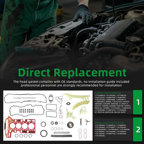 Cylinder Head Gasket Set Timing Chain kit and Oil Pump fit for BMW 228i 320i 328i 428i 528i X1 X3 X4 Z4 2.0L 2012-2017,OE 11318648732 11317603944 11128676519 11127588418 in Saudi Arabia