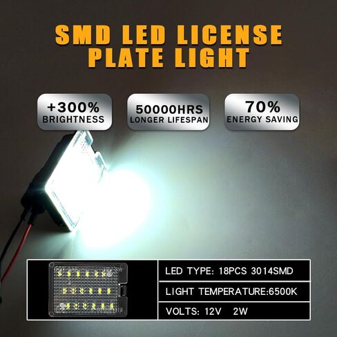 أضواء لوحة ترخيص LED متوافقة مع دودج رام 1500 2500 3500 (2003-2018) ورام 1500 كلاسيك (2010-2018)، 6000 كلفن أبيض مباشر ترقية استبدال حزمة 2 قطعة (لدودج رام 1500 (03-18)) in Kuwait