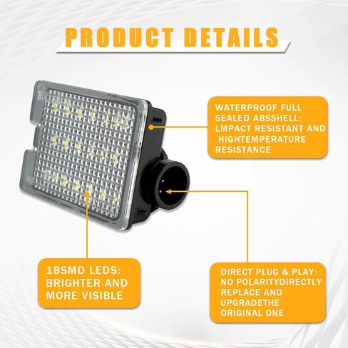 أضواء لوحة ترخيص LED متوافقة مع دودج رام 1500 2500 3500 (2003-2018) ورام 1500 كلاسيك (2010-2018)، 6000 كلفن أبيض مباشر ترقية استبدال حزمة 2 قطعة (لدودج رام 1500 (03-18)) in Kuwait