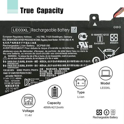 BK03XL 916811-855 بطارية HP بافيليون X360 للتحويل 14-ba0xx 14-ba2xx 14m-ba0xx 14m-ba1xx 14m-ba011dx 14m-ba013dx 14m-ba114dx 14-ba253cl 14-bal125cl 14-ba153cl 14-ba002ne 14-ba009la 916812-855 in Kuwait