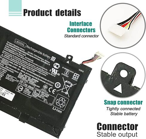 BK03XL 916811-855 بطارية HP بافيليون X360 للتحويل 14-ba0xx 14-ba2xx 14m-ba0xx 14m-ba1xx 14m-ba011dx 14m-ba013dx 14m-ba114dx 14-ba253cl 14-bal125cl 14-ba153cl 14-ba002ne 14-ba009la 916812-855 in Kuwait