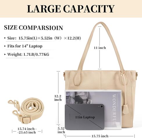 Large Tote Bag for Women Work,Vegan Leather Tote Bag for Women,Women's Shoulder Handbags Purses with Adjustable Strap in Saudi Arabia