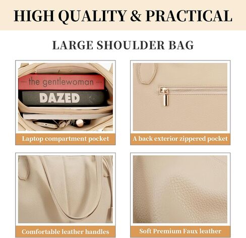 Large Tote Bag for Women Work,Vegan Leather Tote Bag for Women,Women's Shoulder Handbags Purses with Adjustable Strap in Saudi Arabia