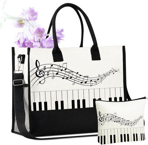 InnoBeta Piano Gifts Canvas Tote Bag for Women, Important Piano Stuff Bag, Pianist Gifts for Teacher Appreciation Day, Birthday, Thanksgiving, Christmas in Saudi Arabia