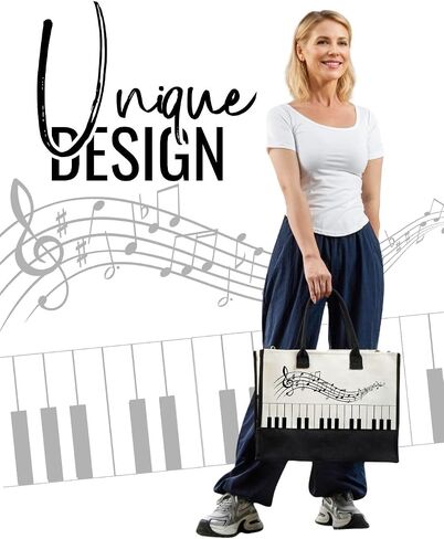 InnoBeta Piano Gifts Canvas Tote Bag for Women, Important Piano Stuff Bag, Pianist Gifts for Teacher Appreciation Day, Birthday, Thanksgiving, Christmas in Saudi Arabia