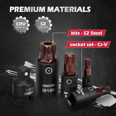 Torx Star Bit Socket Set: 16-Piece Tamper Proof Torx Bit Socket Set with Magnetic Socket Rail Organizer 1/4,3/8,1/2-Inch Drive T8-T60 Torque Torx Bit Socket Set with Adapters for Garages Workshops in Kuwait