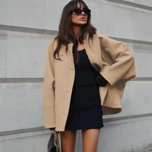 Womens Pea Coat Single Breasted Lapel Peacoat 2025 Fall Winter Trench Coat Oversized Jackets Casual Outerwear in Saudi Arabia