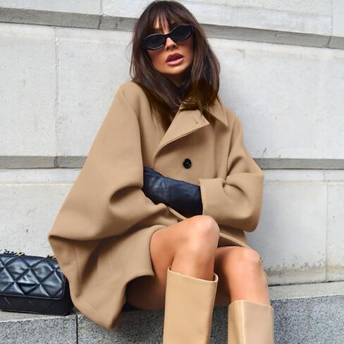 Womens Pea Coat Single Breasted Lapel Peacoat 2025 Fall Winter Trench Coat Oversized Jackets Casual Outerwear in Saudi Arabia