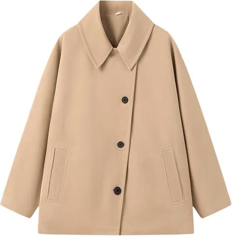 Womens Pea Coat Single Breasted Lapel Peacoat 2025 Fall Winter Trench Coat Oversized Jackets Casual Outerwear in Saudi Arabia